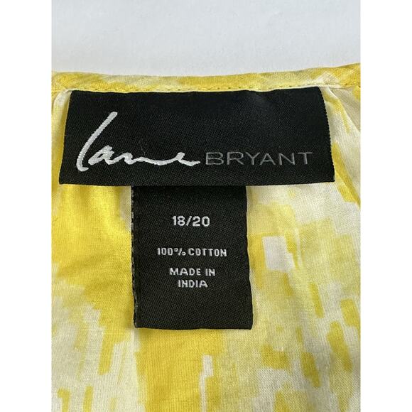 Lane Bryant Women’s Top 3/4 Sleeves Yellow Embroidered Elastic Waist Sz 18/20 - Picture 11 of 14